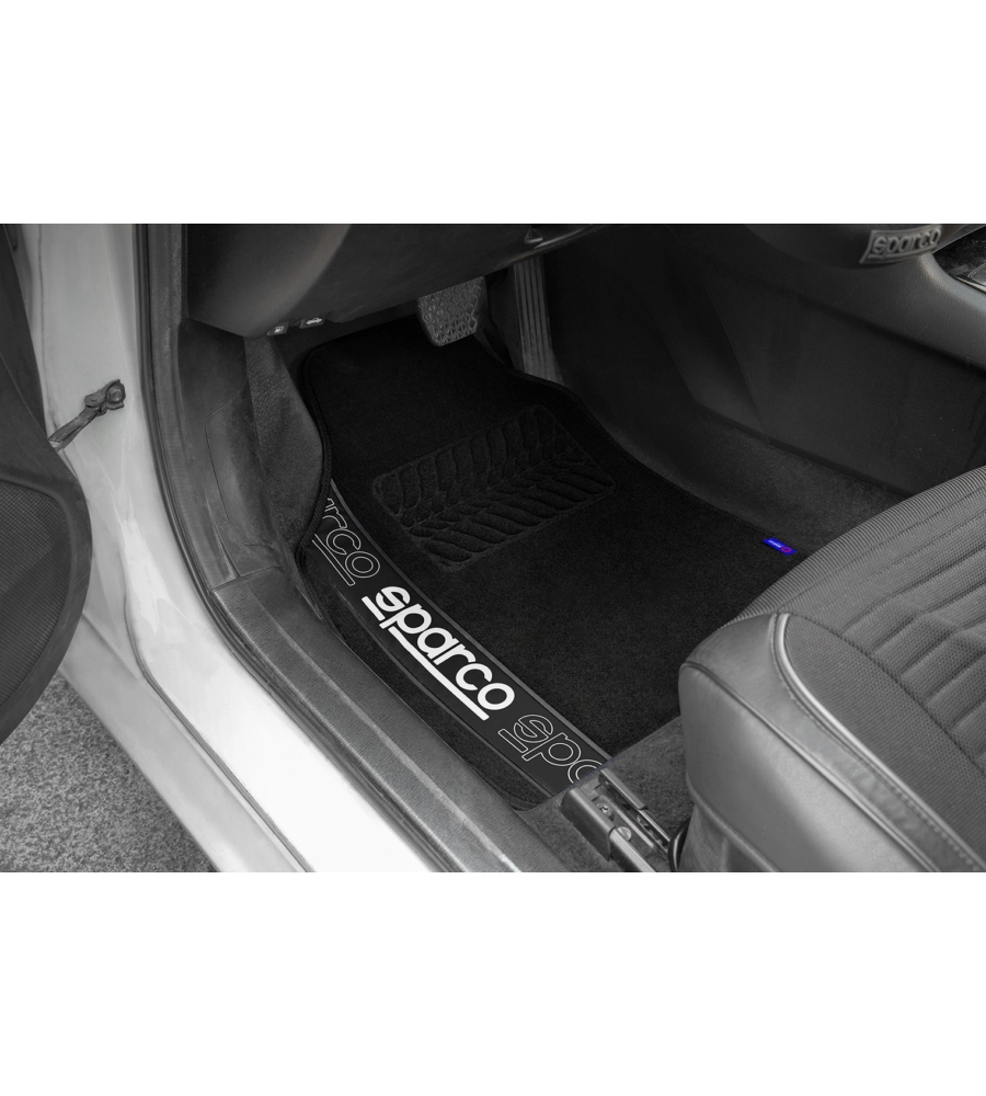 Set 4 tappetini neri per auto sparco in moquette